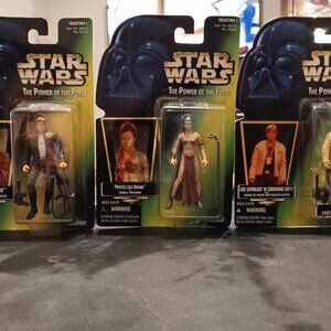 Vtg 90's Star Wars Power of the Force Luke Skywalker/Princess Leia/Han Solo